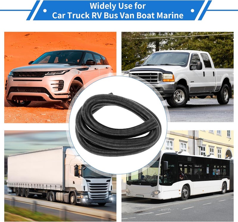 VekAuto 1 Pc Car Heater Duct Pipe 25mm ID 250cm Max l Warm Air Ducting Hose Car Truck RV Bus Van Boat Aluminum Foil Black - Image 2